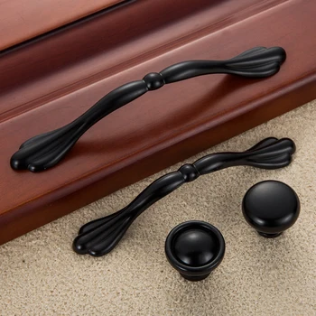 Black Cabinet Knobs and Handles Butterfly Door handles Furniture Hardware Drawers Pulls Kitchen Bedroom Accessories