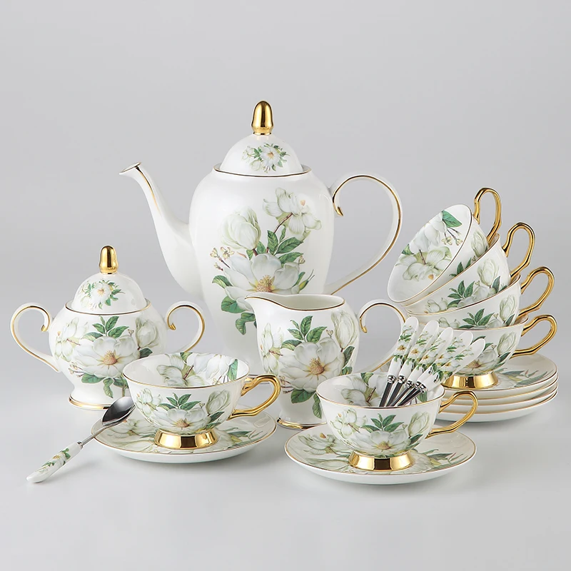 

Yolife Camellia Bone China Coffee Set British Porcelain Tea Set Ceramic Pot Creamer Sugar Bowl Teatime Teapot Coffee Cup Mug