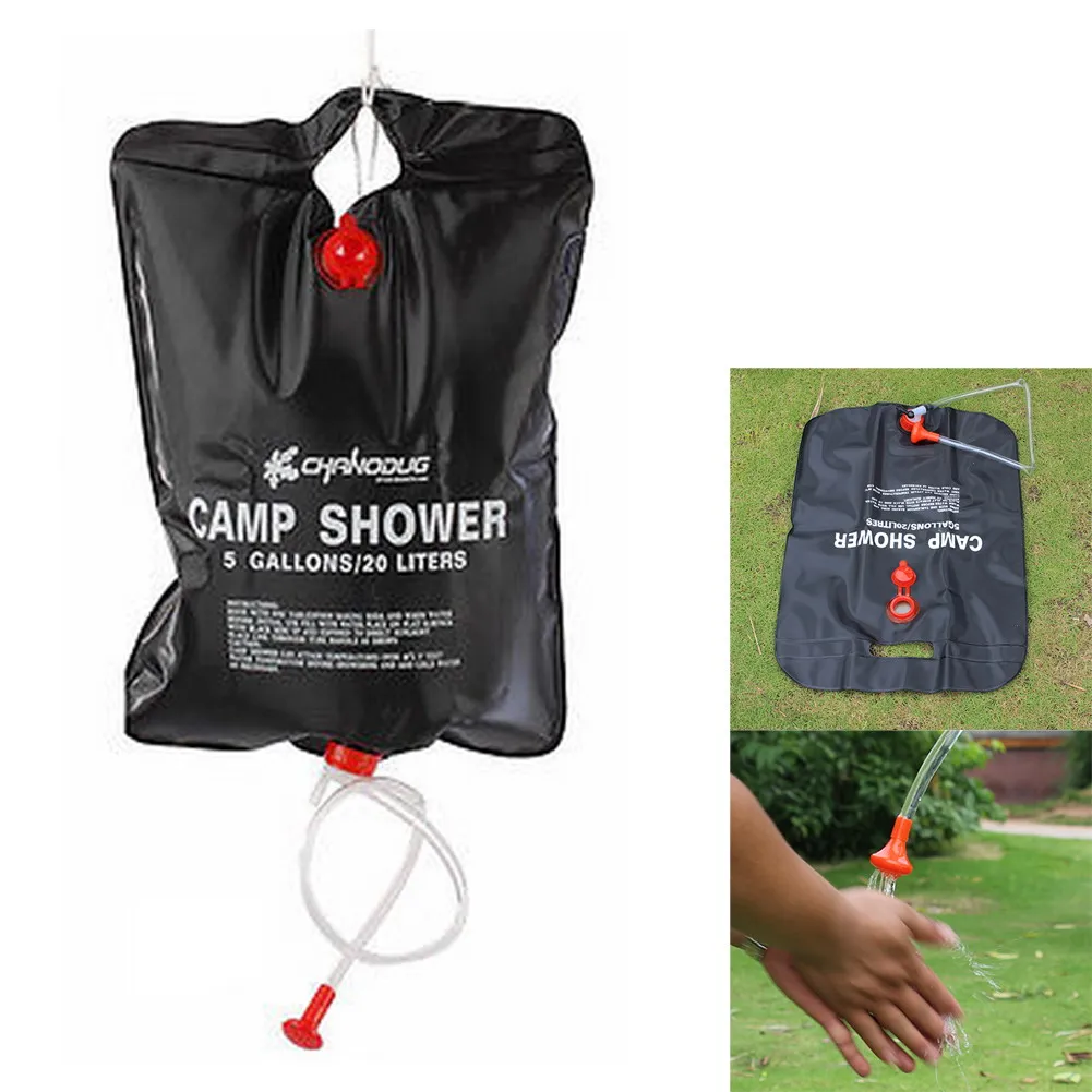 20L Camping Hiking Solar Heated Camp Shower Bag Outdoor Travel Shower