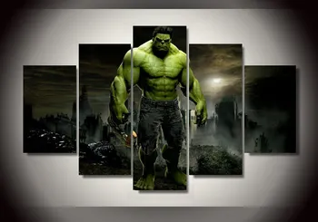 

5 panel printing hulk film group of children room decoration posters printed canvas wall art images