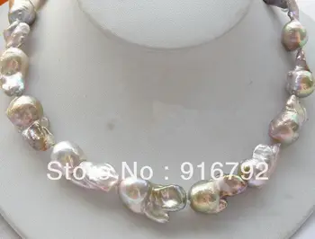 

free shipping >>>>>REAL HUGE AAA SOUTH SEA PURPLE BAROQUE PEARL NECKLACE 18"