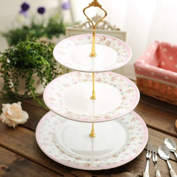 

High Quality 3 Tier Cake Plate Stand Handle Fitting Hardware Cupcakes Rod Plate Stand Set Gold & Silver Fruit Plate Stents