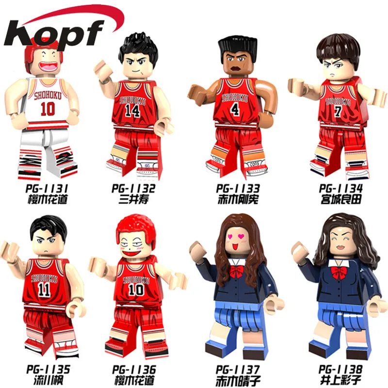 

PG8092 SLAM DUNK Figure Mitsui Hisashi Hanamichi Sakuragi Akagi Takenori haruko Building Blocks Learning Gift For Children Toys