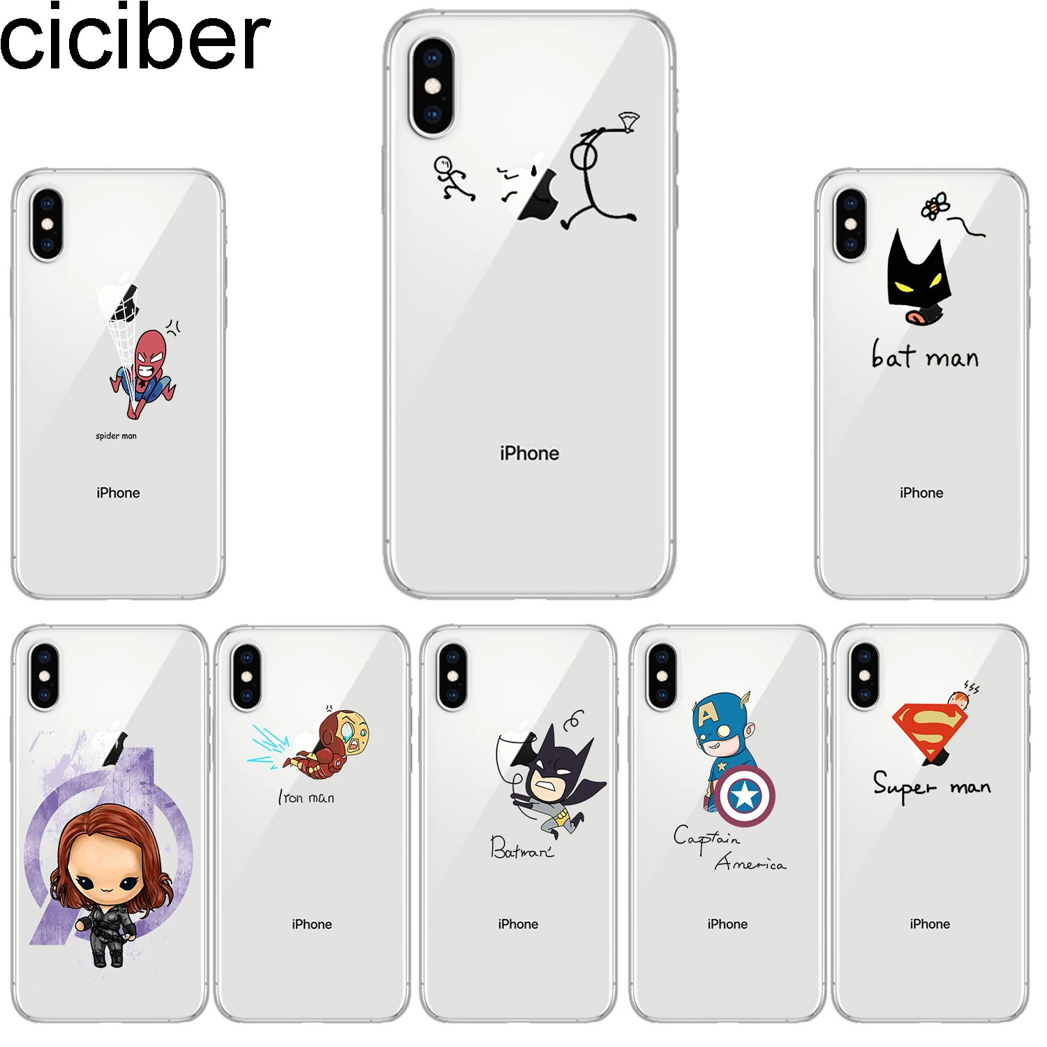 ciciber Phone Cases for IPhone 7 8 6 6s Plus SE 5s X Xs XR XS Max Soft TPU Back Cover 11 Pro 2019 Marvel iron Man |