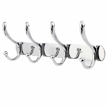 

Behogar 4-Hook Zinc Alloy Stainless Steel Board Home Wall Mounted Bathroom Kitchen Room Cloth Towel Rack Coat Hat Holder Hanger