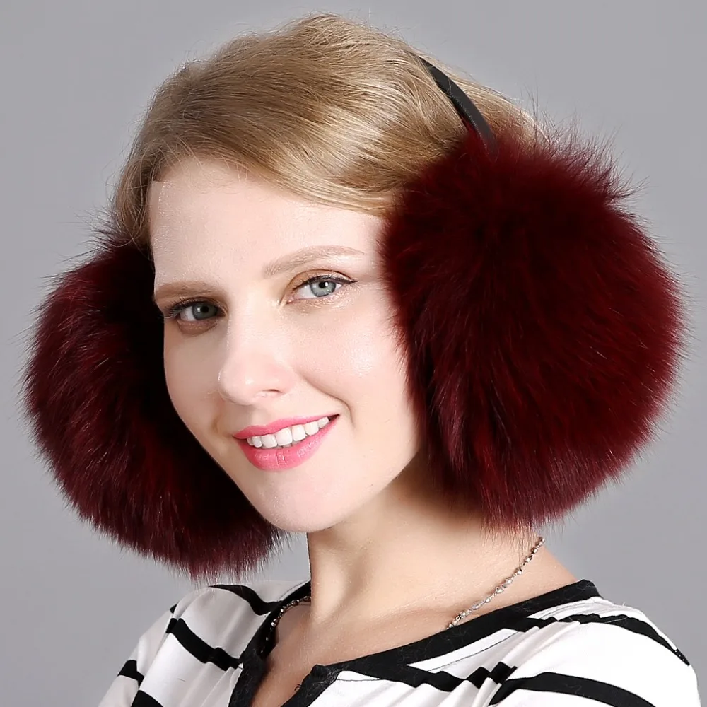 

Real fox fur earmuffs winter ladies warm natural raccoon plush earmuffs with headphones girls ear warmer genuine fur earmuffs