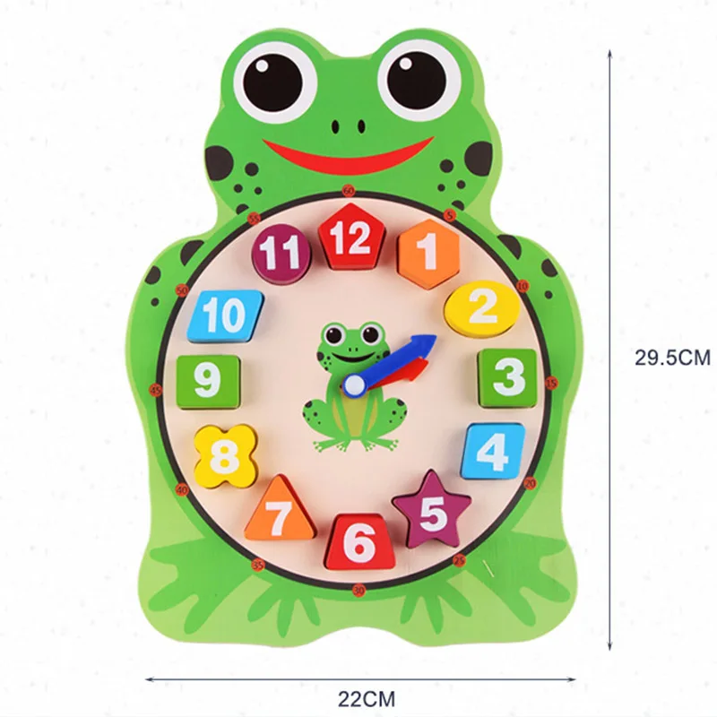  Cartoon Animal Digital Clock Wooden Building Blocks Toy Frog Shape Kindergarten Children Teaching M - 32918481521