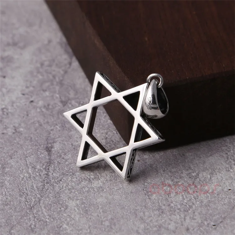 Винтажный маленький кулон из стерлингового серебра 925 пробы с шестигранной звездой Давида для мужчин и женщин