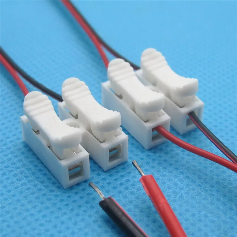 

100X 2p Spring Connector wire with no welding no screws Quick Connector cable clamp Terminal Block 2 Way Easy Fit for led strip