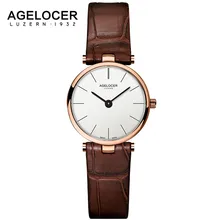 AGELOCER Women Leather Watches Montre Femme Lady Swiss Movement Quartz Wristwatches relogio feminino DROP SHIPPING