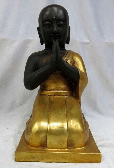 

xiuli 003660 9 China bronze gild carved sculpture buddhism devout kneeler buddha Statue