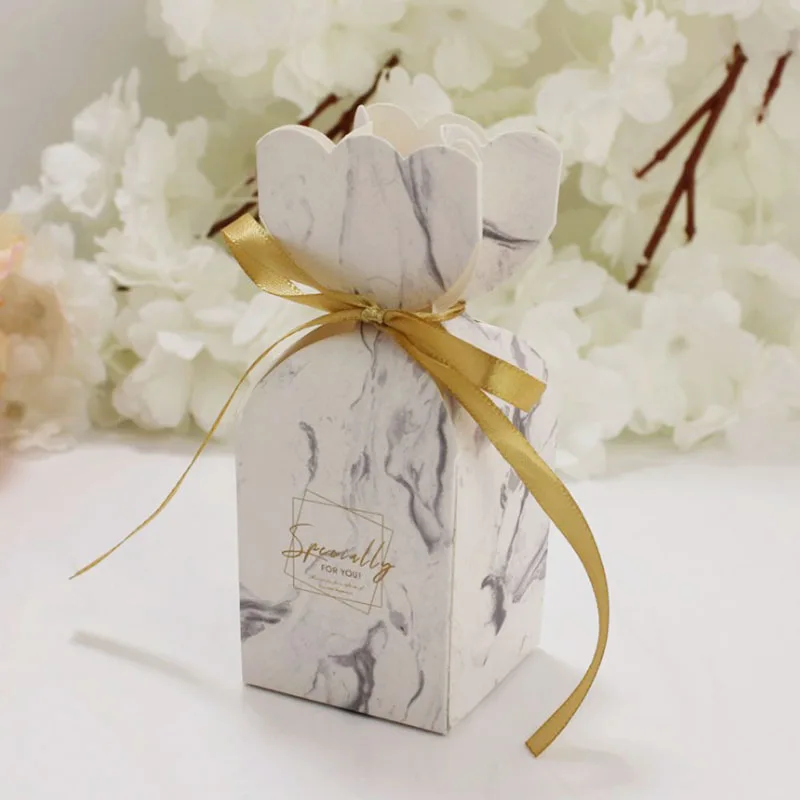 10pcs/lot Marble Design Wedding Dragees Box Flower Wedding Party Gift