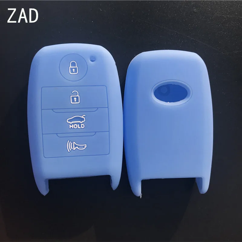 ZAD силиконовый резиновый автомобильный чехол для ключей Для Киа церато ФОРТЕ Sorento Sedona Optima Sportage 4 кнопки умный ключ - Название цвета: light blue