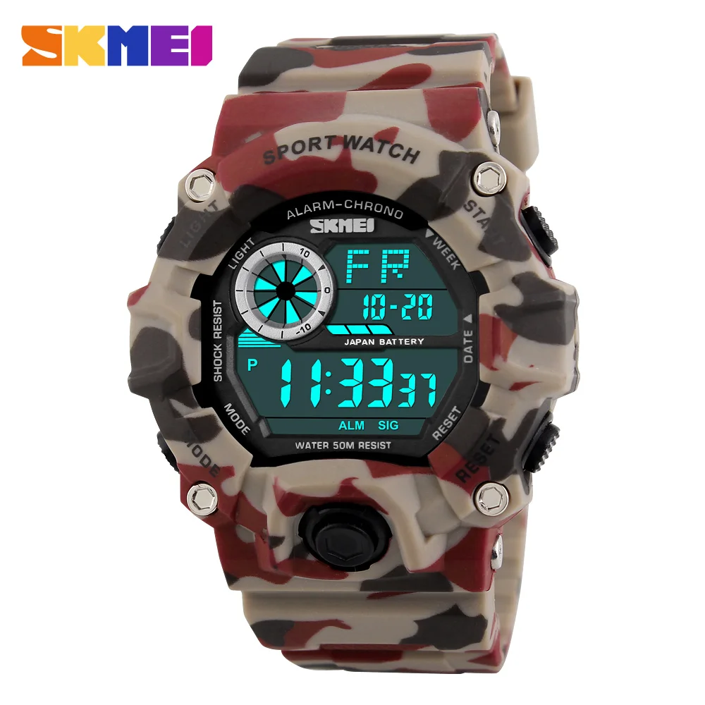 Бренд SKMEI армия камуфляж военные часы привело цифровые часы модные уличные водонепроницаемые мужские спортивные часы Montre Homme