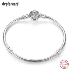 Популярные хорошее качество 925 пробы серебро моменты серебро браслет со сверкающими зажим-сердце роскошный браслет "сделай сам" для изготовления ювелирных изделий