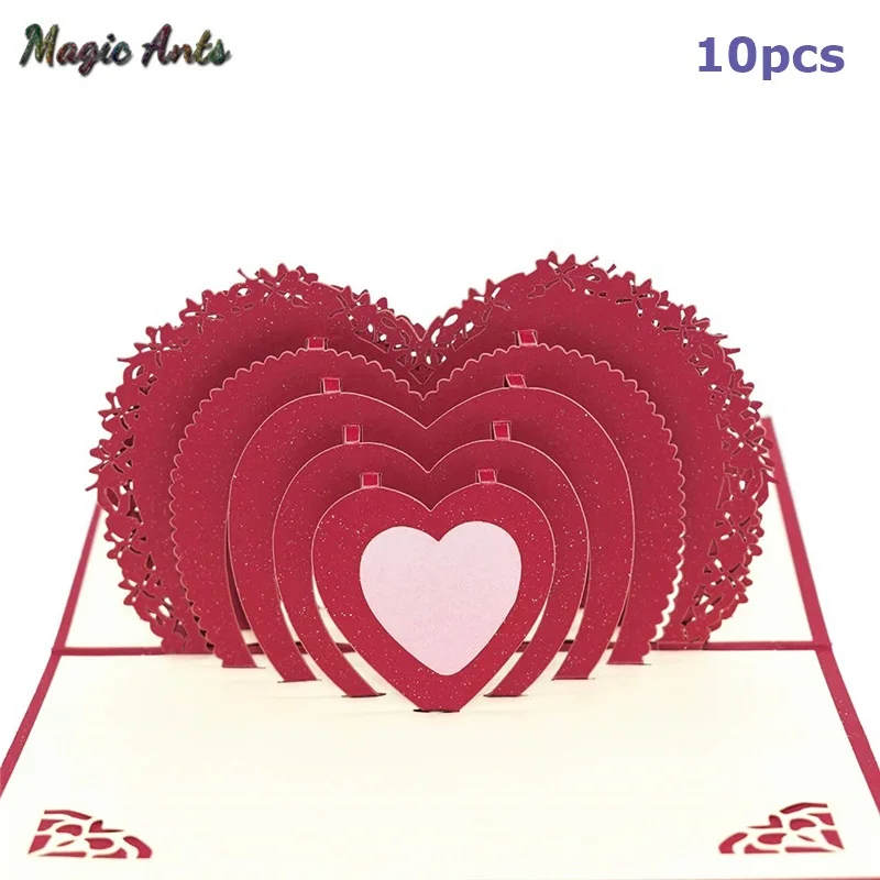 10 Граф 3D в форме сердца любовь всплывающие карты юбилей подарки карты для жены муж День Святого Валентина свадебные приглашения