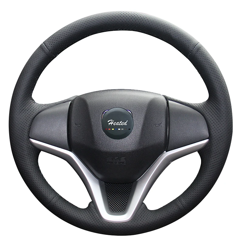 Microfiber leather braid on the Steering wheel cover for Honda New Fit City Jazz 2014 2015 HRV