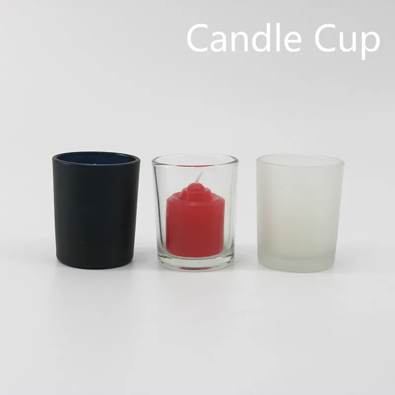 

Glass Cup for Tealight Candle, Frosted, Transparent and Black Candlestick To Hold Wax Candle, DIY Candle Makeing Supplies