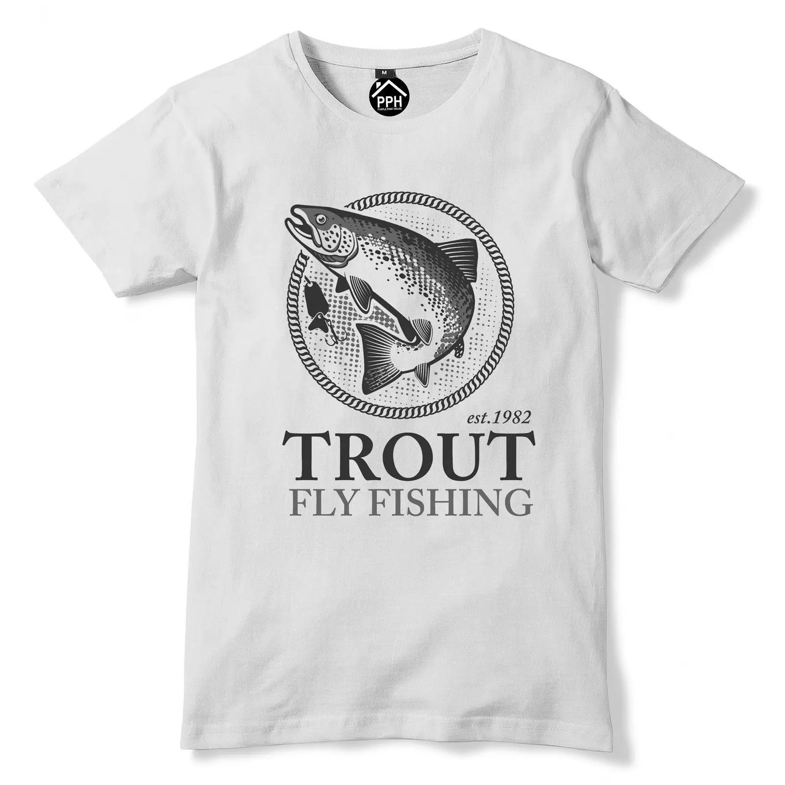 Trout Fly Fishing T Shirt Fish Trip Carp Tshirt Rod Bait Angling Top 211 | Мужская одежда