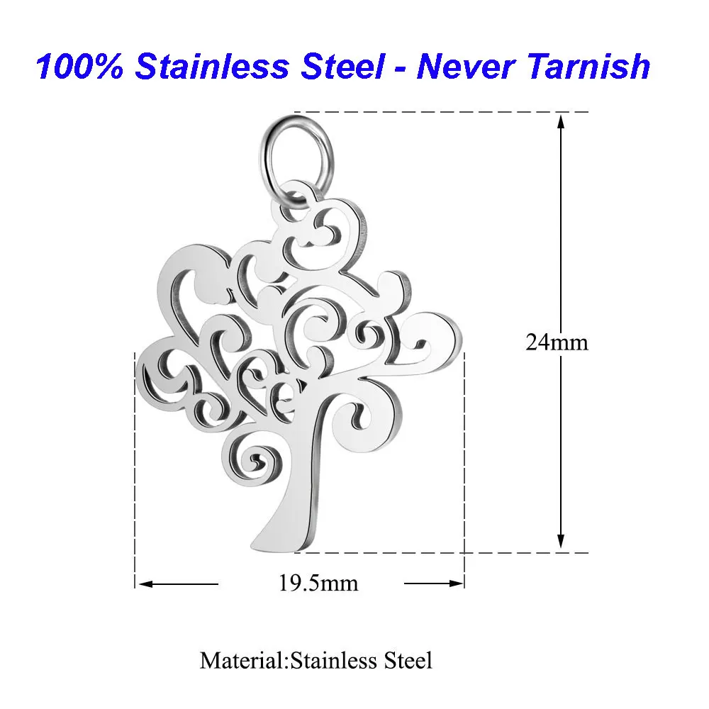 

5pcs/lot 100% Stainless Steel Life of Tree Charms VNISTAR High Polished Nature Tree Pendant DIY Jewelry Findings Supplies