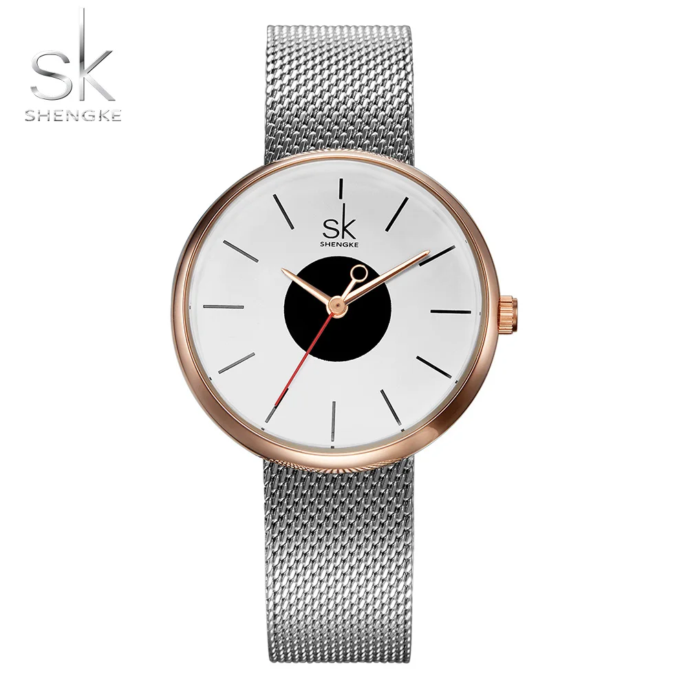 Shengke New Fashion Brand Women Causal Wrist Watches Mesh Belt Mix Match Luxury Female Dress Quartz Clock Ladies Wristwatch 2017