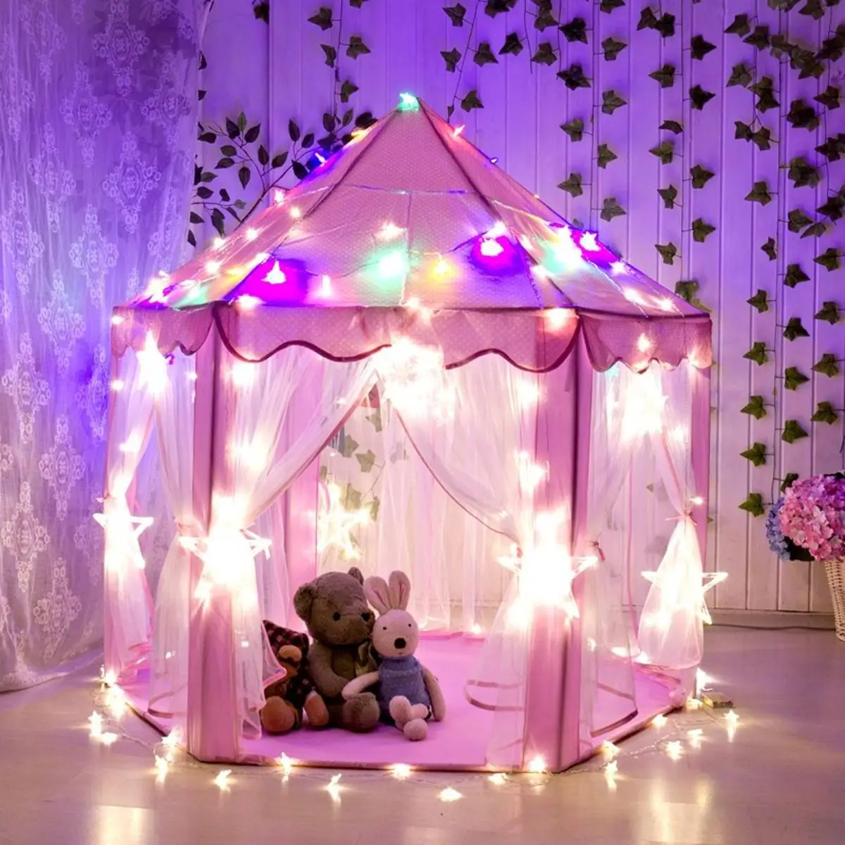 

Portable Princess Castle Play Tent With Led Light Children Activity Fairy House kids Funny Indoor Outdoor Playhouse playing Toy