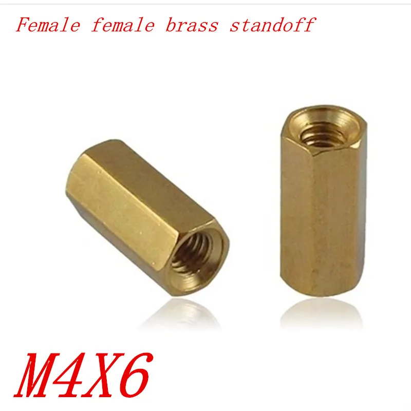 20pcs M4*6 M4*6 female to female brass hex standoff spacer Copper