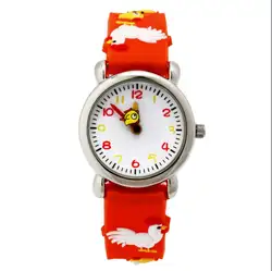 Мода 2016 года Марка Прекрасный мультфильм животных часы для детей силиконовый Часы Аналоговые кварцевые наручные часы Водонепроницаемый y785