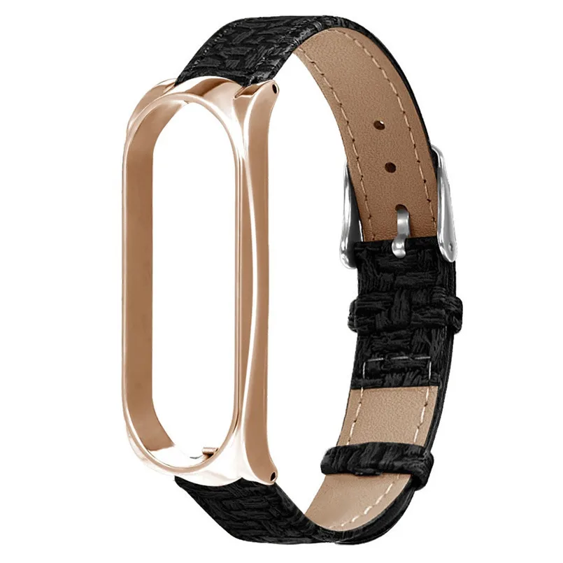 Watch Band For Xiaomi Mi Band 3 Woven Pattern Replacement Wrist Strap Leather Wristband For Xiaomi Mi Band 3 Watch 3B09 (4)