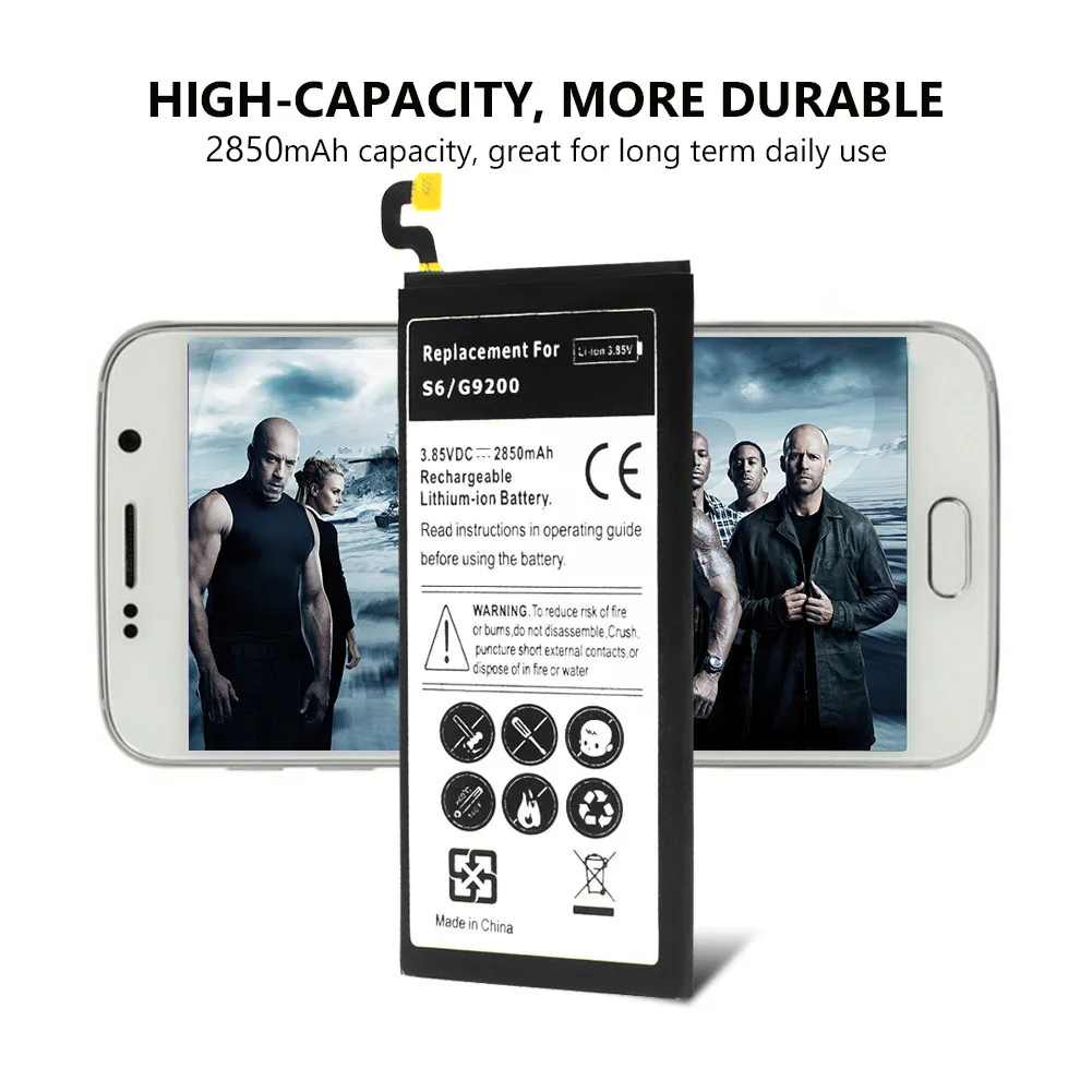 Универсальный 3,85 V 2850 мАч телефон Батарея для samsung Galaxy S6 G9200 G9209 G920A G920I SM-G9200 G920F G920I G925S G920T