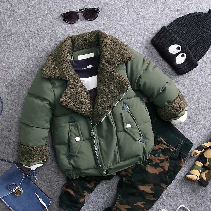 

only warm jacket 1pc 2-8Y new 2017 winter boys fashion warm thick fleece inside short jacket kids winter coat