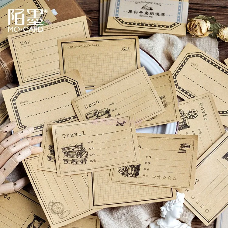 12 Sets Memo Pads Sticky Notes brown paper Vintage Scrapbooking
