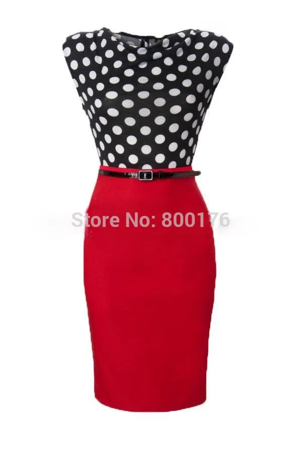 

Free Shipping NEW VINTAGE CHIC 50'S 60'S ROCKABILLY RETRO OFFICE PENCIL WIGGLE PIN UP DRESS without belt