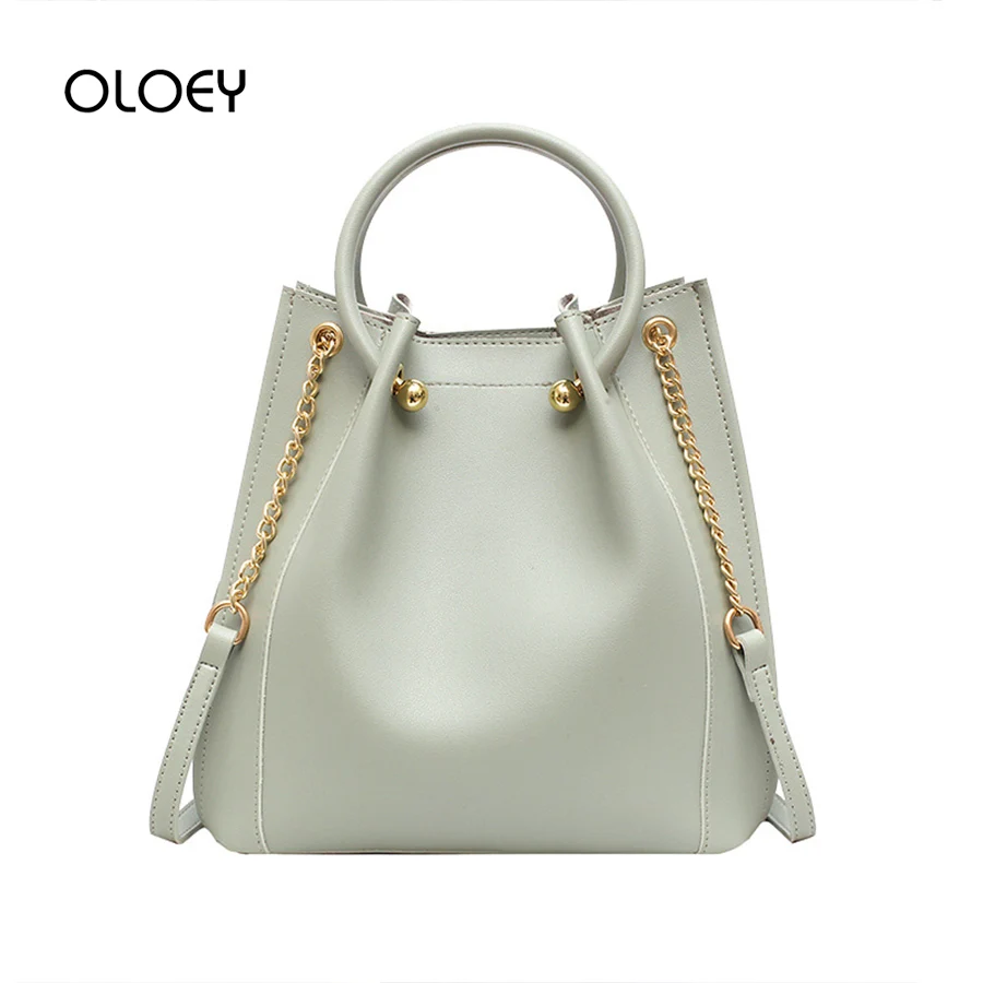 

Momen Messenger Bags 2019 New Summer PU Leather Big Tote Bucket Women's Bag Soild Color Retro Handbag Purse Chain Shoulder Bag