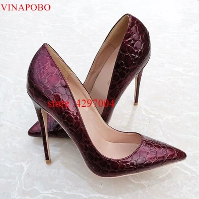 Vinapobo/бордовая женская обувь на высоком каблуке-шпильке; пикантные женские подушечки для маникюра; женские туфли-лодочки из лакированной кожи с острым носком
