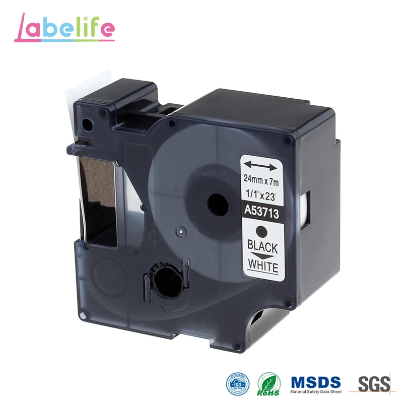 

Labelife 1pcs 53713 Black on White 24mm X 7m Compatible Dymo D1 S0720930 Electronic Tape Cartridge for Dymo Label Printers