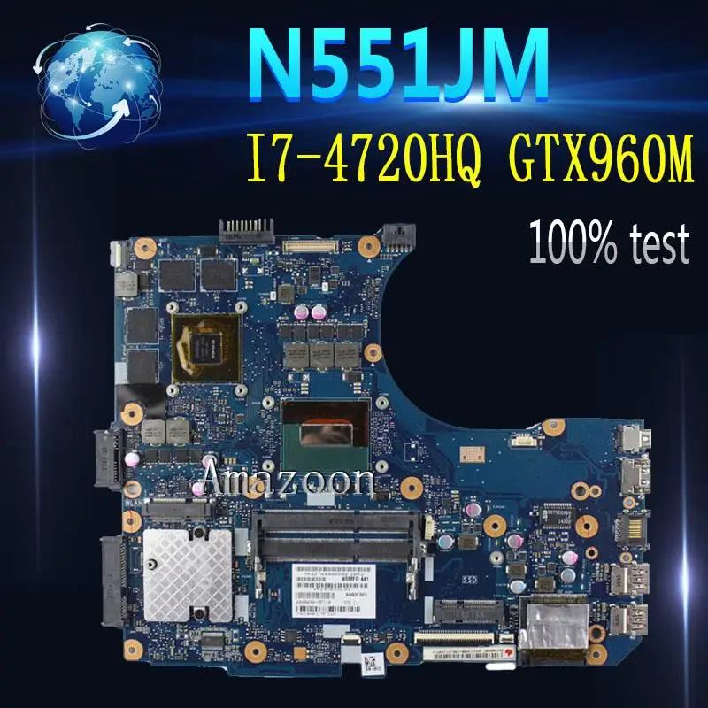 Amazoon N551JW/N551JM материнская плата для ноутбука ASUS N551JW N551JM N551JQ G551JW N551J оригинальная материнская плата I7-4720HQ GTX960M-4G