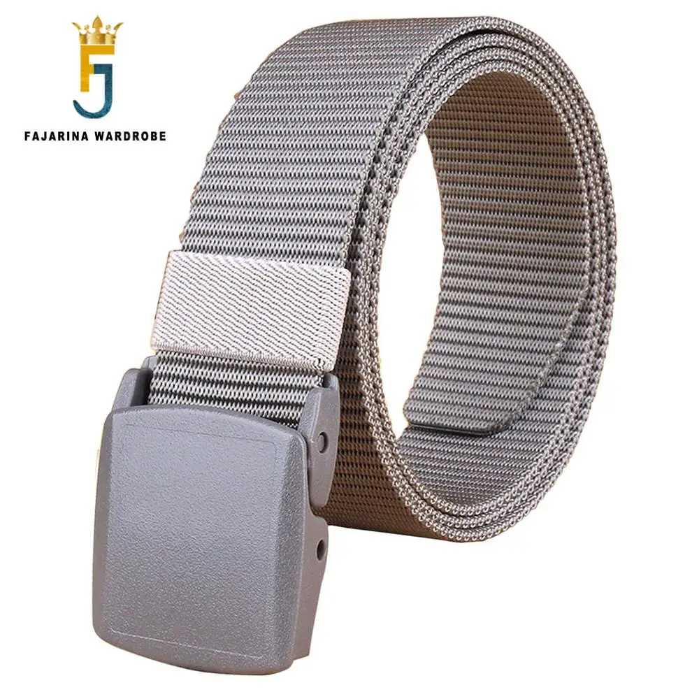 FAJARINA Unisex Quality Plastic Black Buckle Canvas Automatic Styles Straped Grey Nylon Belts for Men 95-125cm Length CBFJ0058 fajarina unisex quality plastic buckle canvas automatic styles straped grey nylon belts for men 95 125cm length cbfj0058