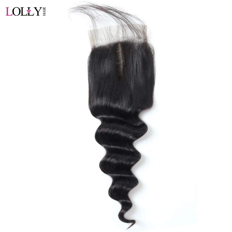 

Lolly Hair Indian Loose Deep Wave Closure 4x4 inch Non Remy Human Hair Closure 1 PC Free/Middle/Three Part Swiss Lace Closure