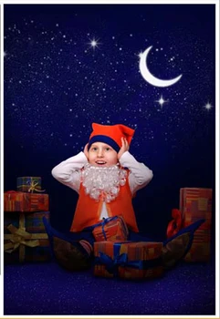 

Deep Blue Bright Moon with Small Star Newborn Baby Photo Backdrops Background Kids Birthday Photos for Studio Custom Backdrops