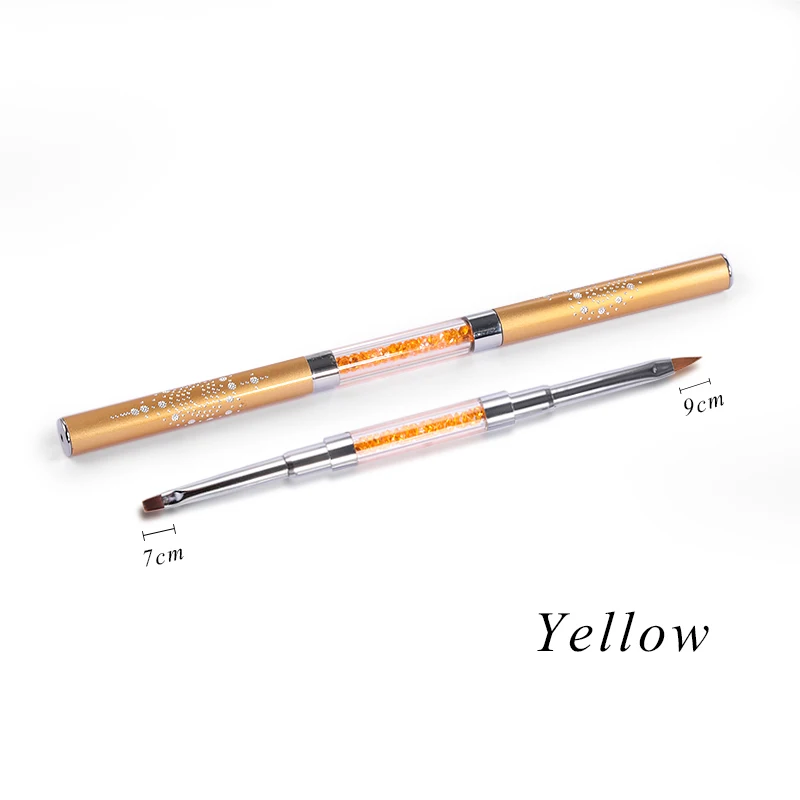 Dual-ended Acrylic Gel Brush UV Gel Drawing Brushes with Cap Acrylic Rhinestone Handle Manicure Nail Art Tool Decoration