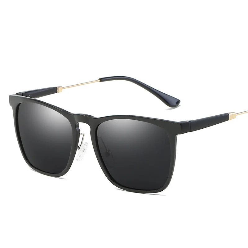 YSO солнцезащитные очки Для мужчин поляризационные UV400 алюминия и магния Frame TAC объектива Солнцезащитные очки вождения очки квадратный аксессуар для Для мужчин 8635 - Цвет линз: Black-Black