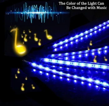 

[Seven Neon]Car LED Strip Light,4pcs 48LED Multicolor Music Car Interior Lights Under Dash Lighting Waterproof Kit+controller
