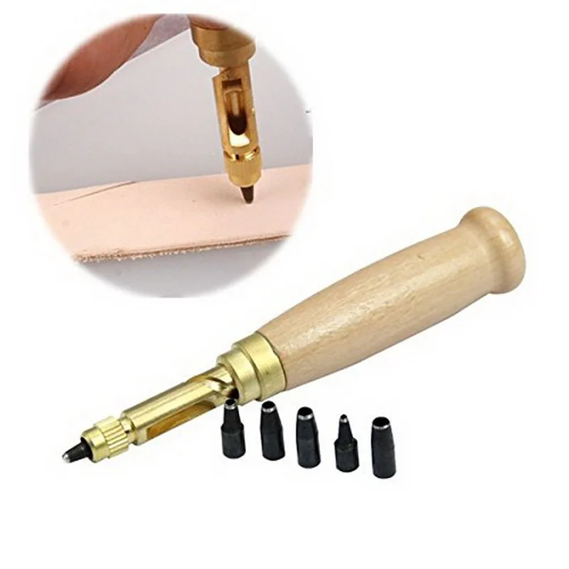 

6 in 1DIY Leathercraft Tools with Tip Sizes 1.5/ 2.0 /2.5 / 3.0/ 3.5/ 4.0mm Automatic Hole Puch Cutter Tool Set