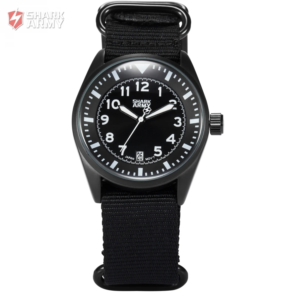 

Shark Army Auto Date Display Stainless Steel Case Black Strap Men Quartz Sport Wrap Gift Analog Military Wrist Watch / SAW105