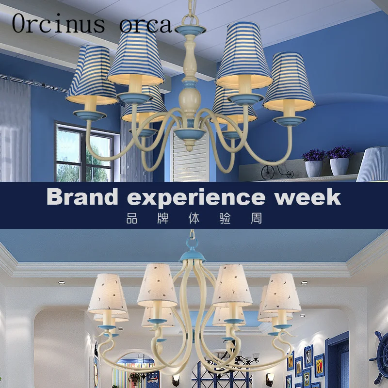 

Mediterranean chandelier children's room blue style rural American rural living room bedroom dining room