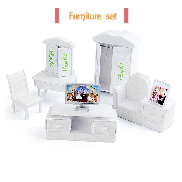 الغابات الأسر الأثاث اللعب دمية أريكة البيانو الجدول أثاث مصغر مجموعات الأطفال دمى هدايا المتاحة في مجموعة متنوعة