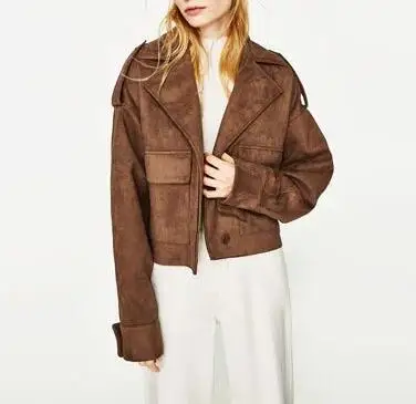 Boyfriend Manches Faux Marron Col Date Longues Ci Biker Femme 2017 Veste Large hanche Vintage Surdimensionné Suede Revers Brun dessus la Style À 1twPAwxq