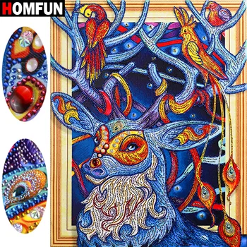 

HOMFUN 5D Diamond Painting Animal Special Shape Diamond Embroidery Deer Rhinestone Paint By Diamonds Handicraft Gift 40x50cm