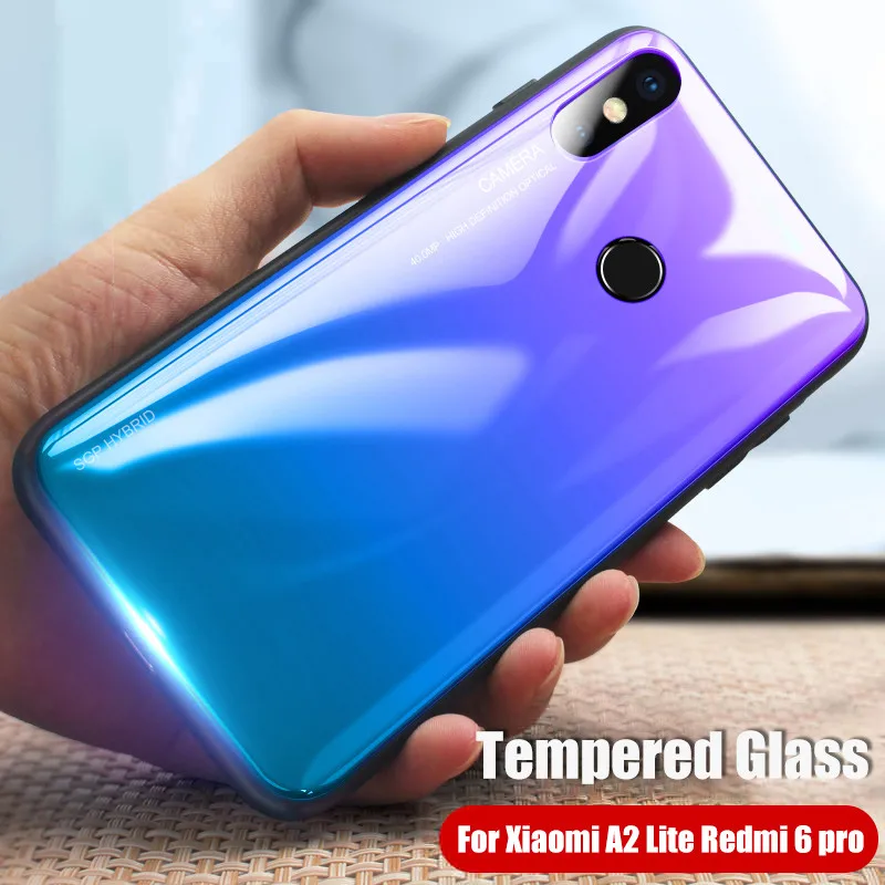 

Case For Xiaomi A2 Lite cases luxury Aurora Gradient Color Transparent Case For Xiaomi A2 Lite light Cover Hard PC Cases Mi A2